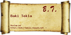 Baki Tekla névjegykártya